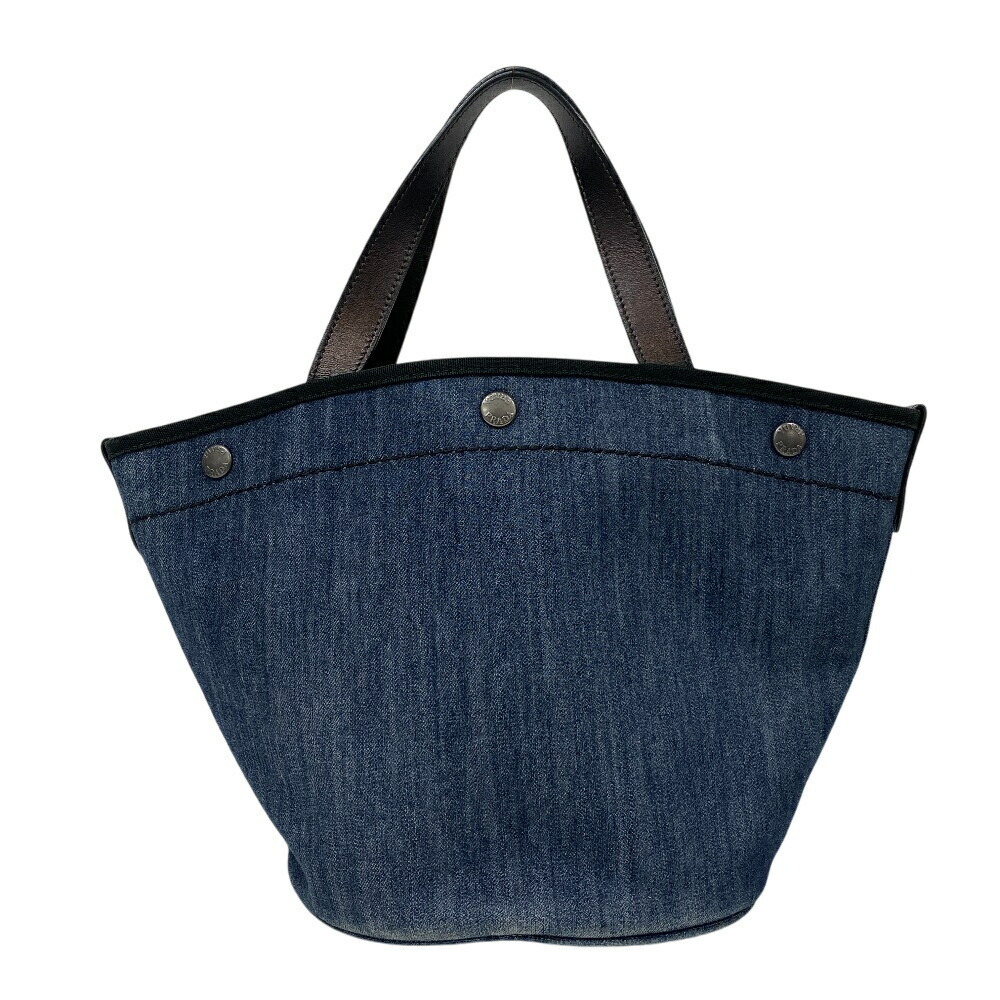 PRADA Canapa Denim Tote Bag Handbag Shoulder Laptop Compatible Navy Blue - Picture 2 of 10
